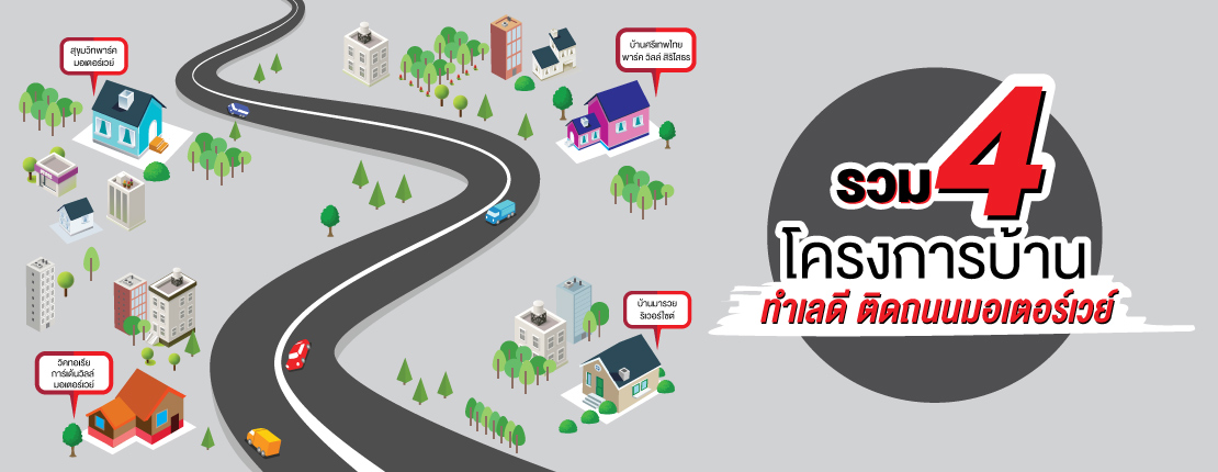 รวม 4 โครงการบ้านทำเลดี ติดถนนมอเตอร์เวย์